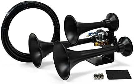 HornBlasters Outlaw Black 12/24 Volt Train Horn Only - 3 Trumpets - Big Sound