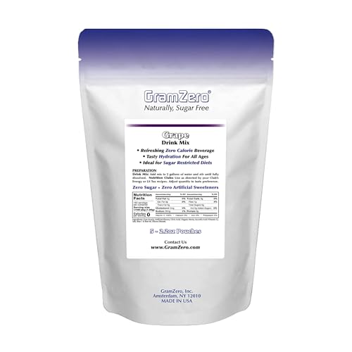 GramZero Grape Sugar Free Drink Mix Sports Pack, Great For Nutrition Club Loaded Teas, Zero Calorie, Stevia Sweetened