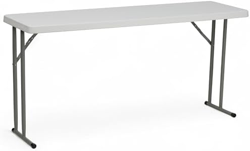 Flash Furniture 5 ft Plastic Folding Training Table, Granite White | Durable Construction, Commercial Use