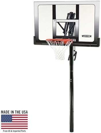 Lifetime 71281 In Ground Power Lift Basketball System, 52 Inch Shatterproof Backboard