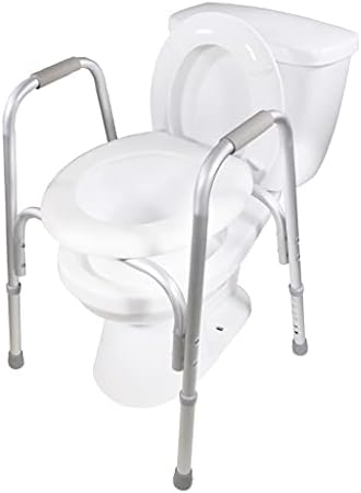 PCP Raised Toilet Seat and Safety Frame, Pre-Assembled Tool Free, Secure Adjustable Height, Made in USA, Regular