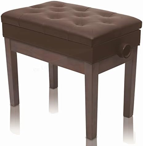 Griffin Adjustable Piano Bench (ErgonomicPRO-X Series) – Vintage Brown PU Leather, Keyboard Stool, Music Storage Seat for Home & Studio