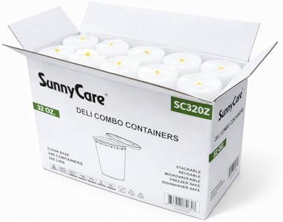 SunnyCare® SC32oz 32 oz.Microwavable Translucent Plastic Deli Container with Lid -(Case of 240)