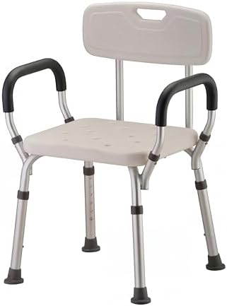 NOVA Bath Seat with Padded Removable Arms & Back, Shower Chair for Seniors, 300 lb Capacity, Adjustable Height 16"–21", Tool-Free Assembly