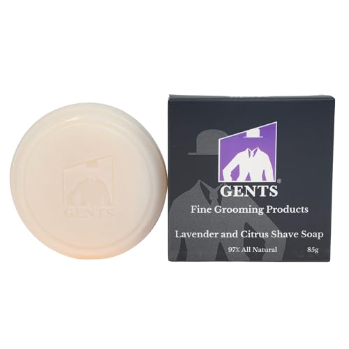 GENTS Men's Lavender and Citrus Shaving Soap 97 Percentage All Natural Enriched with Shea Butter and Glycerin, 3-Ounce, Pack of 1