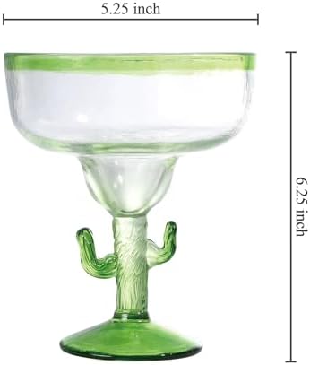Supreme Housewares Cactus Margarita Glasses, Durable BPA-Free Acrylic Drinkware, Shatter-Proof and Reusable, Green, 18 oz, Set of 2