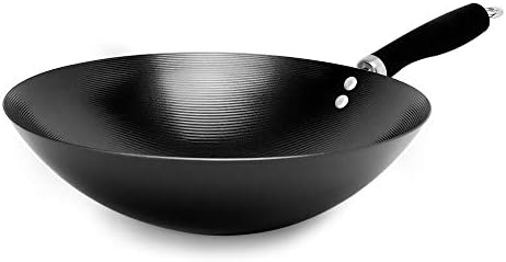 Ecolution Non-Stick Carbon Steel Wok with Soft Touch Riveted Handle, 8",Black