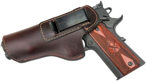The Defender Leather IWB Holster for 1911 Style Handguns – Standard or Sweat Shield Versions – Made in USA – Fits Kimber, Colt, S&W, Sig Sauer, Ruger, Remington