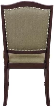 Homelegance Marston Sophisticated Dining Chairs with Serpentine Back with Nail Head Accent (Set of 2), Cherry