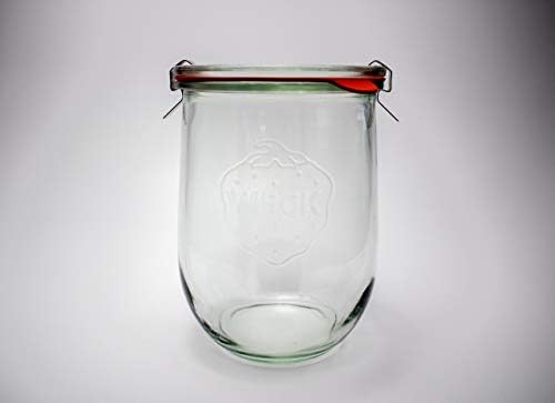 Weck Tulip Jars 1 Liter - Large Sour Dough Starter Jars with Wide Mouth - Suitable for Canning and Storage - 2 with Glass Lids