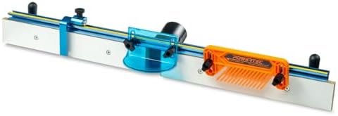 POWERTEC Router Table Fence System 3-1/2" Tall 32" Long, Router Fence Kit with Adjustment Knob, Aluminum Flip Stop, Measuring Tape, Feather Board