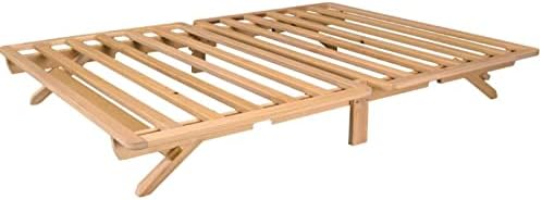 Fold Platform Bed - Queen Bed Frame - Unfinished Wood Bed Frame - Foldable Bed Queen - Natural, Minimalist Bed - Easy Assembly, No Box Spring Needed - Solid Wood Fold Up Queen Platform Bed