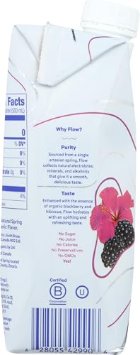 FLOW WATER Organic Blackberry Hibiscus Alkaline Water, 16.9 FZ