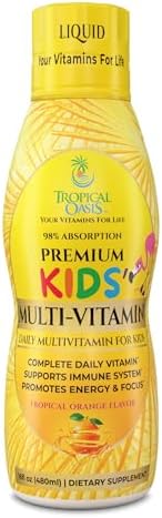 Premium Liquid Multivitamin For Kids | Sugar Free Kids Vitamins | 100% DV of 14 Vitamins for Kids | Multivitamin for Children Ages 4+ | Great Tasting, Non-GMO, Max 98% Absorption Rate- 16 oz, 32 Serv