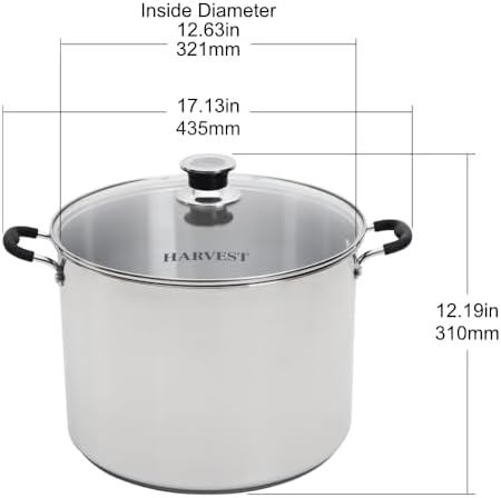Harvest Stainless Steel 20 Qt Canning Pot with Rack | Water Bath or Steam Canning | Works on All Stovetops Including Induction, Glass, Gas (Stainless Steel Canner + Tools) (Stainless Steel Canner)