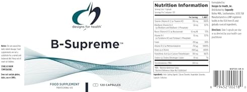 Designs for Health Vitamin B Supreme - B Complex Vitamins for Metabolism, Energy Support + Heart Health - Folate, Vitamin B12, Niacin, Biotin, Vitamin B6 + Thiamine B1 Supplement (60 Vegan Capsules)