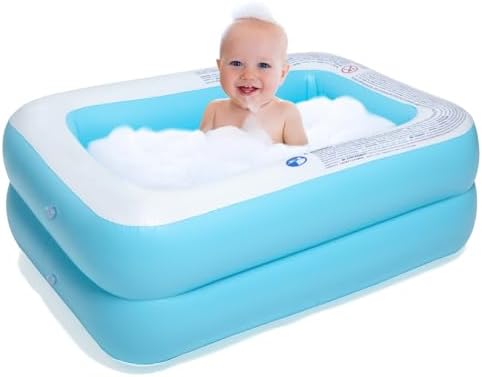 Inflatable Kiddie Pool, 50x33x17 Inch Rectangular
