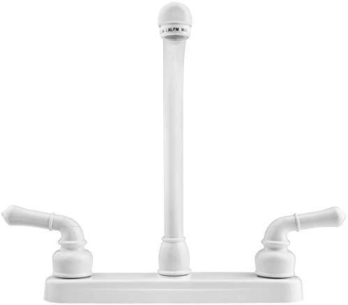 Dura Faucet DF-PK210C-SN RV Hi-Rise Kitchen Sink Faucet (Satin Nickel) | Tall spout and classical levers make washing big pots easy. Brushed Satin Nickel.