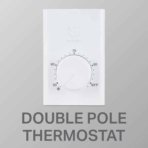 Stelpro Line Voltage Wall Thermostat - Single Pole 240V - SWT1F - White | Fits electric baseboards convectors and fan heaters, Mechanical dial, No batteries or programming, 240V rated