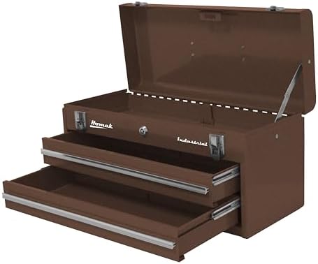 Homak Industrial 20-Inch 2-Drawer Friction Toolbox, Brown Winkle Powder Coat, BW00202200