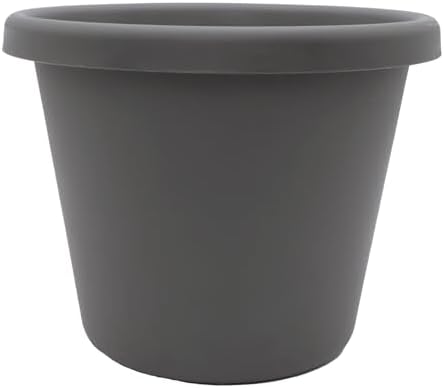 The HC Companies Classic Round Plastic Plant Pot w/Rolled Rim - Lightweight & UV Resistant Flower Pot for Herbs & More - Outdoor & Indoor Plant Pots w/Drainage (15.5 inch Warm Gray, Pack of 1)