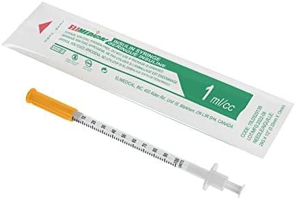 Elimedical Veterinary Insulin Syringe, U-100, 1cc (1ml), 29G x 1/2 inch (12.7mm), Individually Packed, for Pet Cat or Dog, 100 per box, 10LDS2913B