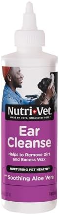 Nutri-Vet Dog Ear Cleaner, Ear Wash for Dogs, Aloe Vera Formula, 8oz | Dog Ear Cleaner Solution, Ear Flush for Dogs, Aloe Vera, Salicylic Acid Formula, Wax Removal, Debris Removal, Deodorizes