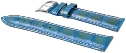Ewatchparts 22mm Leather Watch Band Strap Compatible With Invicta Signature II 7282, 7345 Light Blue With White Stitching