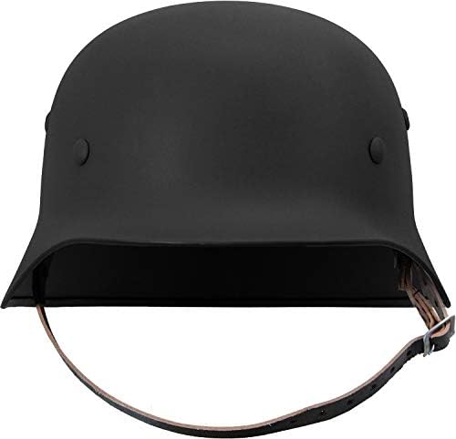 Epic Militaria WW2 German Army BLACK M35 STEEL HELMET with Leather Liner & Chin Strap
