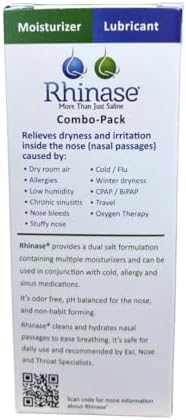 Rhinase Nasal Care Combo Pack - Nasal Gel (1 oz) & Saline Spray (1 oz) for Dryness, Allergy Relief & Nosebleed Prevention, Aloe-Free & pH Balanced