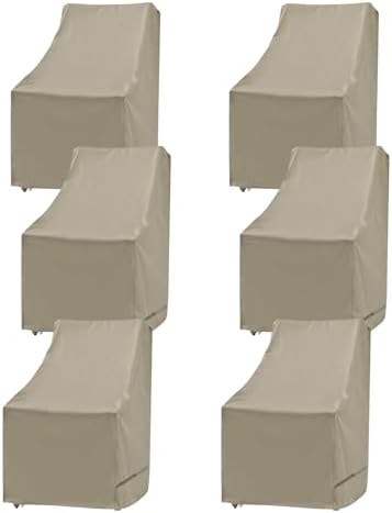 Formosa Covers | Outdoor Patio High Back, Rocking, Swivel Chair Cover Stackable Dining Seat Protection Secure Fastener Strips | 27" W x 30" D x 42" H (Taupe)