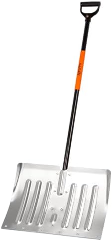 Snow Shovel for Driveway, Aluminum Heavy Duty Snow Shovel for Snow Removal with Ergonomic D-Handle, 53 Inches