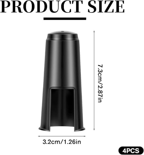 4 Pack Alto Sax Mouthpiece Cap, Plastic Protective Cover Replacement for Alto Saxophone, Clarinet, Woodwind Instrument (Black, 1.25x2.87 Inches)
