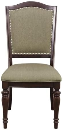 Homelegance Marston Sophisticated Dining Chairs with Serpentine Back with Nail Head Accent (Set of 2), Cherry