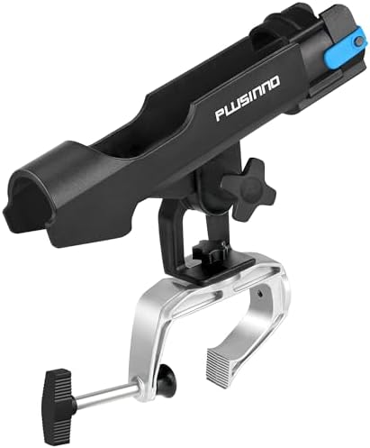 PLUSINNO Rod Holders for Fishing Boat Adjustable Pole Rod Holder | Universal Fit Most Fishing Rod, with Rod Protective Strap, Large Clamp Opening 360°, Horizontal Vertical Compatible