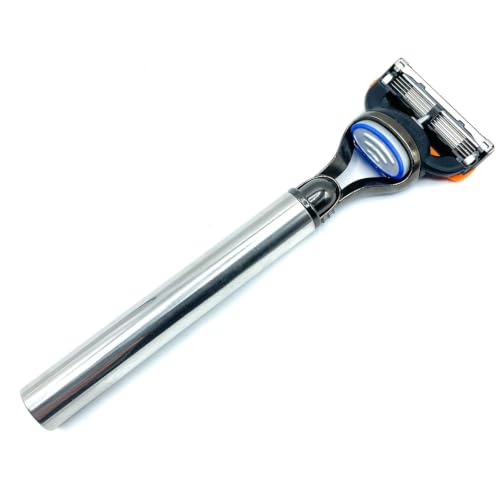 Parker Fusion Compatible Razor with 6 inch Long Stainless Steel Handle | Heavyweight Stainless Steel Handle