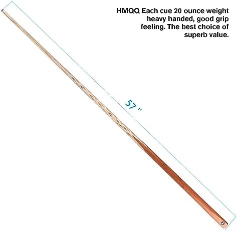 HMQQ 58 Inch One-Piece Pool Cue Sticks, 20 oz, 13mm Tip, 4/6/8 Pack | Black and natural wood-color cues with 13mm leather tips for home tables, bars