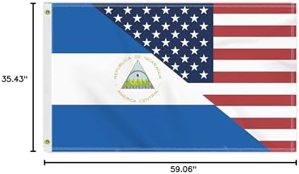 3×5 FT USA Nicaragua Friendship Flag, Large 150D America Nicaraguan Outdoor Banner