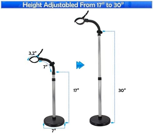Hair Dryer Stand Holder - Hands Free, Adjustable Height & 360-Degree Rotation, Heavy Base