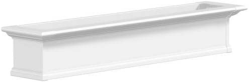 Mayne Yorkshire 60in Self-Watering Rectangular Window Box Planter, White | Self-watering, All season, Fade resistant, Customizable, Mounting brackets included, Built-in overflow, 15-year warranty