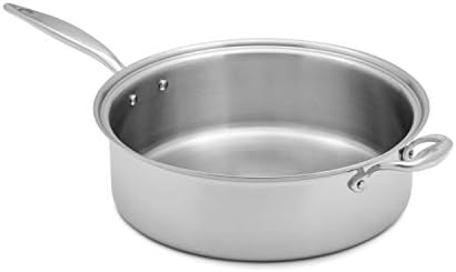 Heritage Steel 6 Quart Rondeau with Lid - Titanium Strengthened 316Ti Stainless Steel with 5-Ply Construction - Induction-Ready and Fully Clad, Made in USA