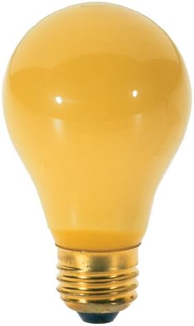 Satco S3939 130-Volt 100-Watt A19 Bug Light Medium Base Light Bulb, Yellow, 2-Pack