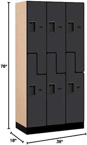 Salsbury Industries 2-Tier S-Style Designer Wood Locker with Three Wide Storage Units, 6-Feet High by 18-Inch Deep, Mahogany
