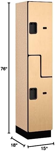 Salsbury Industries 2-Tier S-Style Extra Wide Designer Wood Locker with One Wide Storage Unit, 6-Feet High by 18-Inch Deep, Mahogany