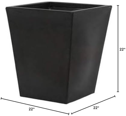 Tusco CT22BK Cosmo Square Planter, Black, 22-Inch