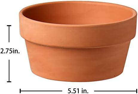 Briful 4 Shallow Terracotta Pots 5.5"x2.8" Flower Pots Clay Pottery Planter with Drainage Hole - Great for Cactus, Succulent Plants and Crafts