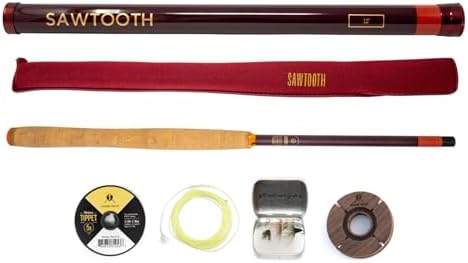 Sawtooth Tenkara Fly Fishing Rod – 12ft Ultralight Telescopic Rod Carbon Fiber (3.2oz) – Large Size for Trout, Bass, and Panfish – 4/5 Weight Equivalent – Compact & Packable for Backpacking