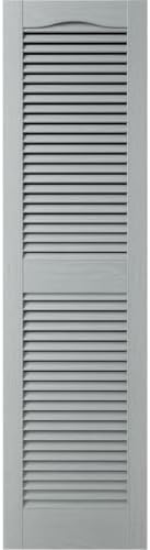 Ekena Millwork 14.5 in. W x 48 in. H Builders Edge, Standard Cathedral Top Center Mullion, Open Louver Shutters, Includes Matching Installation Spikes (Per Pair), 002 - Black