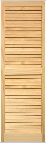 LTL Home Products AM-SHL47 American Wood Exterior Window Louvered Shutters, 15" x 47", Unfinished Pine