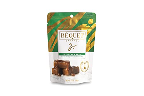 Béquet Celtic Sea Salt Caramels - Individually Wrapped Candy - 8oz Gift Bag | Ready-to-gift bag. Small-batch caramel made in Montana with real cream and butter, Kosher Star-D, gluten free, non-GMO